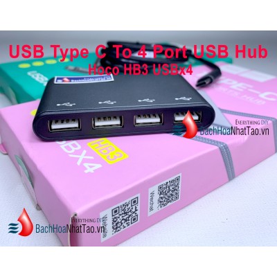 Bộ hub 4 cổng USB Hoco HB3 (USB-C t hub 4 USB)